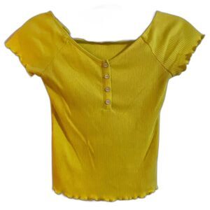 Timing Yellow Green Short Sleeve Crop Top Size Medium